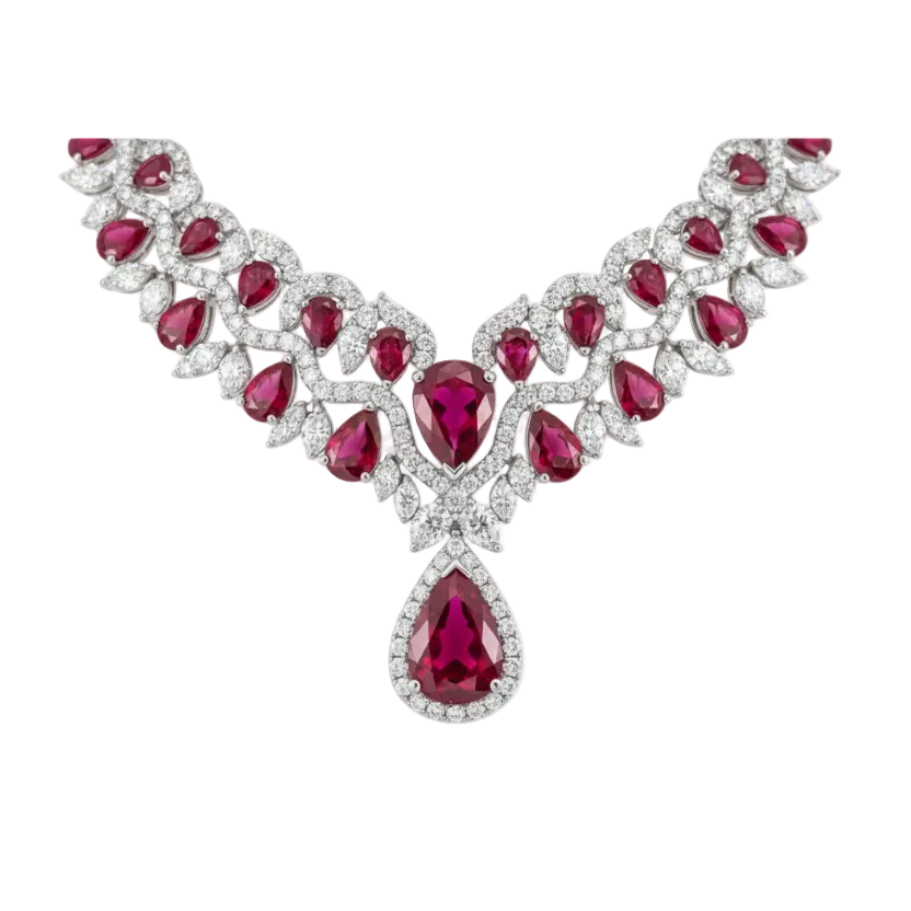 VVS D Color Diamond and Ruby Necklace HD