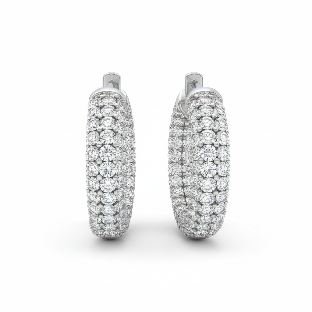 White Diamond Hoop Earrings HD